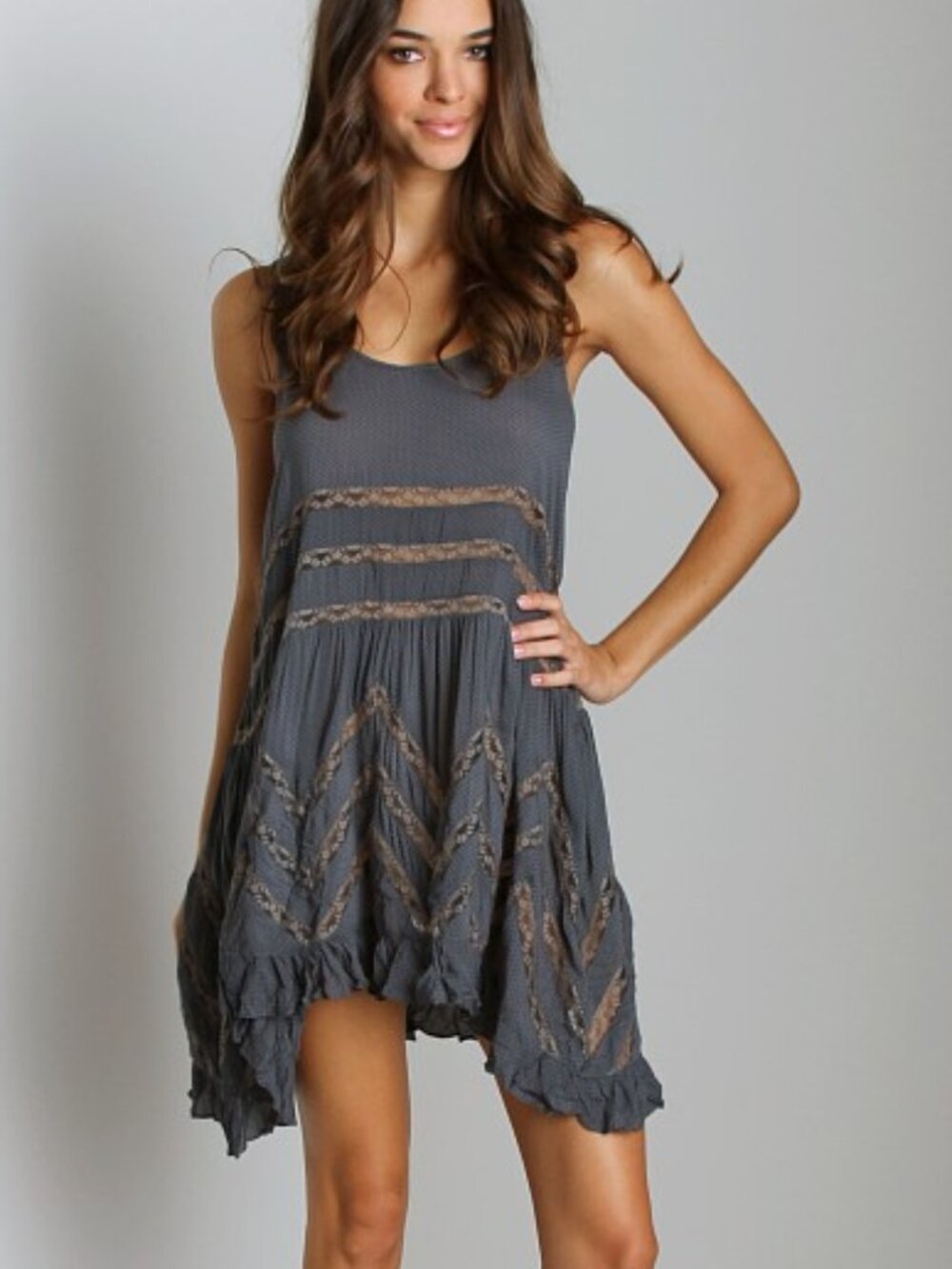 Free People Intimately Trapeze Lace Voile Mini Slip Dress